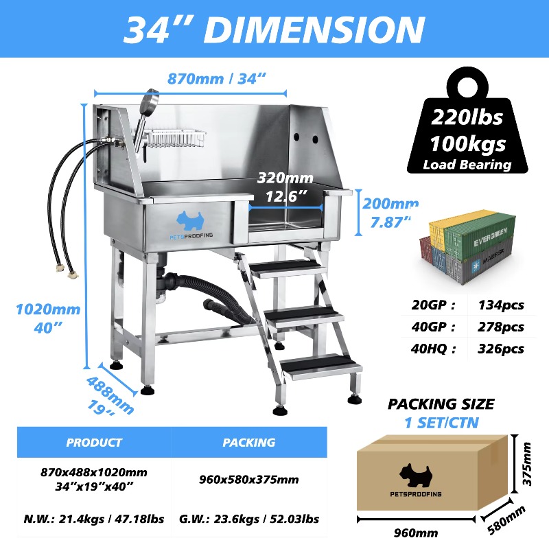 Bañera para Perros de Acero In - Pet Supplies Wash Station reseña y precio