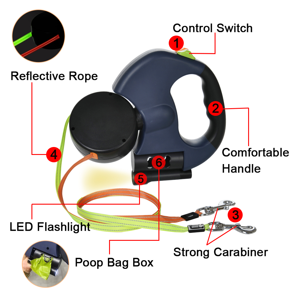 Correa Doble para 2 Perros, Co - Retractable Dog Leash reseña y precio